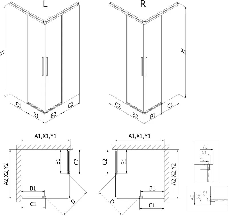 Mexen Rox Duo cabina doccia scorrevole 100 x 90 cm, trasparente, cromo - 8C2D-100-090-01-00