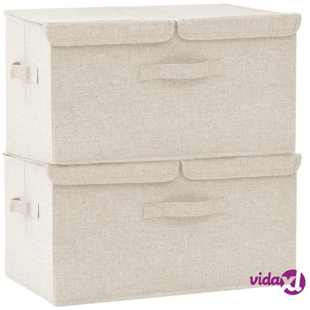 vidaXL Scatole Portaoggetti 2pz in Tessuto 50x30x25 cm Crema