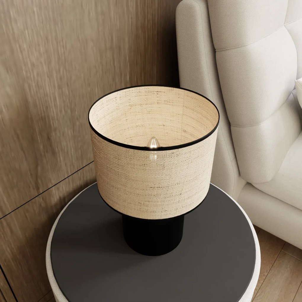Lampada ASPEN LN1 BLACK RATTAN E27 da Tavolo Scrivania e Comodino