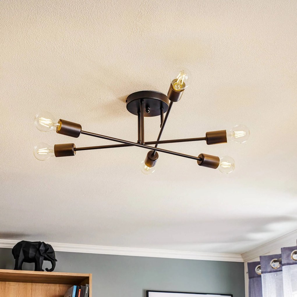 Plafoniera soffitto Veken EMIBIG LIGHTING, dimmerabile, Nero, Soggiorno / Sala da pranzo, Metallo, Plafoniera