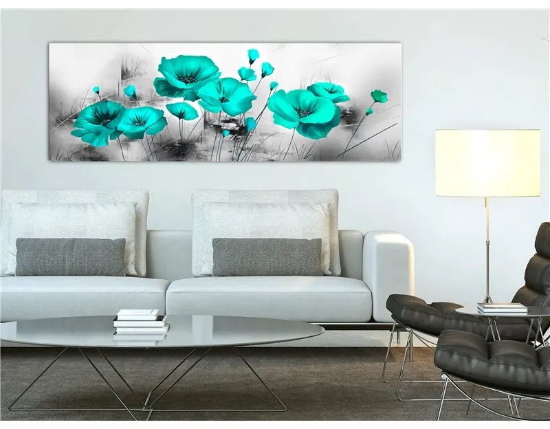 Quadro Turquoise Meadow (1 Part) Narrow  Colore Turchese, Dimensioni e Misure 120x40