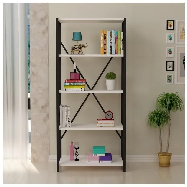 Libreria Industrial 5 Ripiani 64x30x150 Frida Bianca