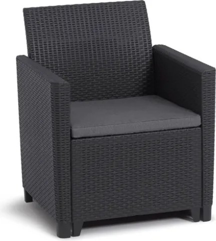 Set Salotto Da Giardino In Resina 2 Poltrone Divano E Tavolino Marie Keter Antracite