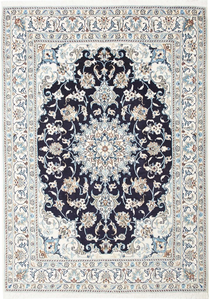 Nain Tappeto persiano 210 x 150 Blu (Iran) Annodato A Mano