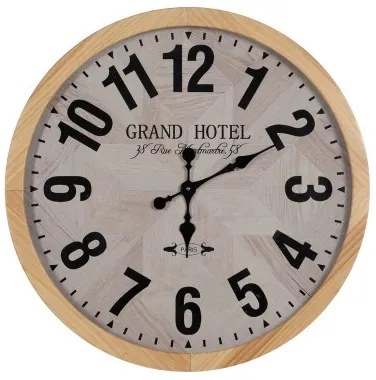 Orologio da Parete Bianco Naturale Legno Cristallo 76 x 76 x 6 cm