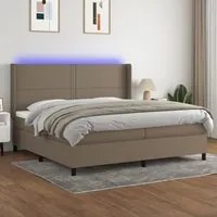 Letto a Molle Materasso e LED tortora 200x200cm in Tessuto 3138265