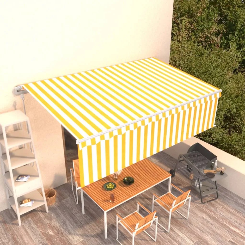 Tenda Retrattile Automatica Con Parasole 5x3m Gialla Bianca /