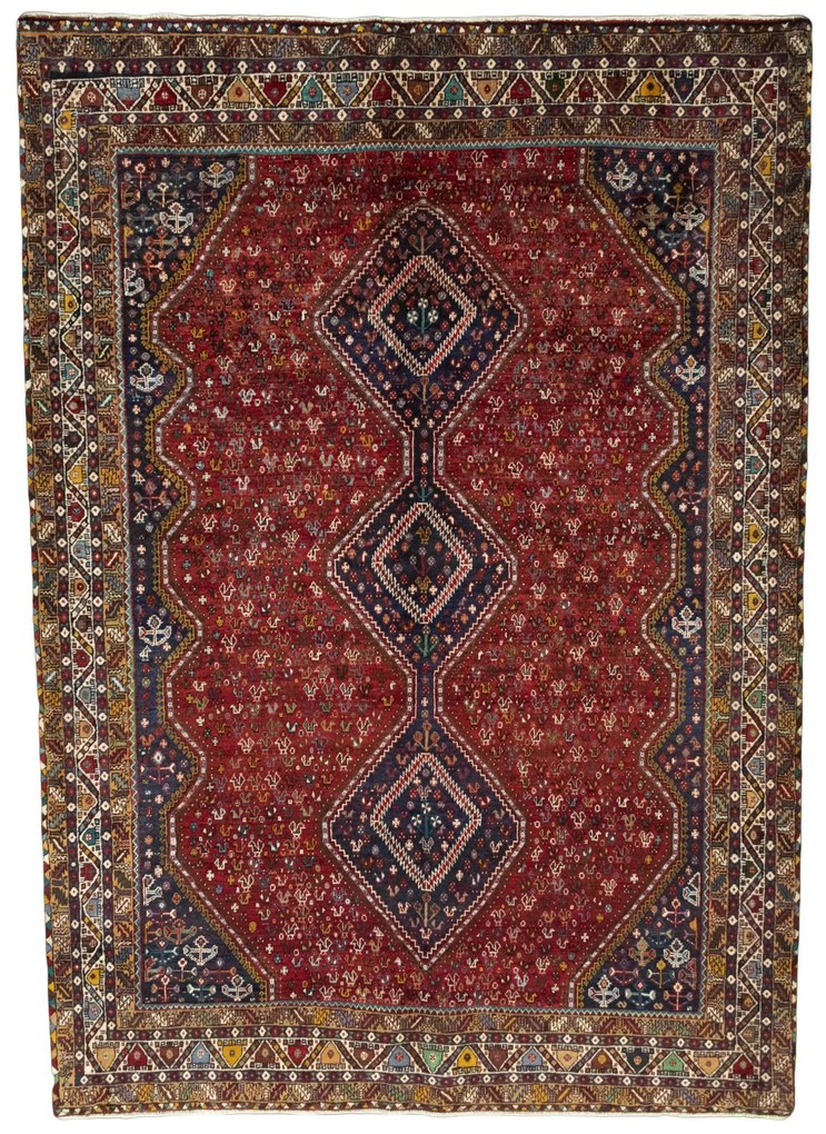Shiraz Tappeto 290x210 Rosso (Iran) Annodato A Mano