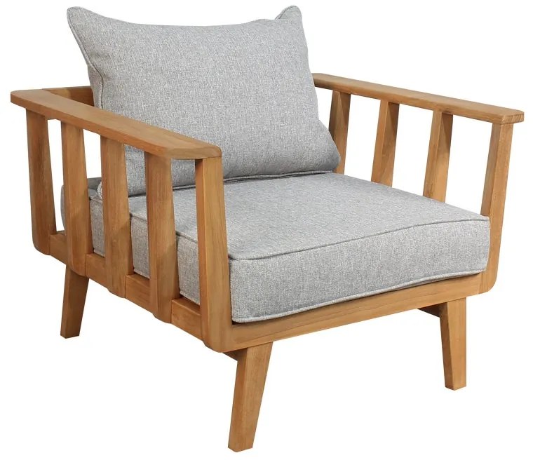 Poltrona da giardino con cuscino Belem NATERIAL con braccioli  posti in teak, seduta in teak marrone L 76 x H 83 x P 76 cm