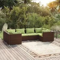 Set da Giardino 6 pz con Cuscini in Polyrattan Marrone 3101940