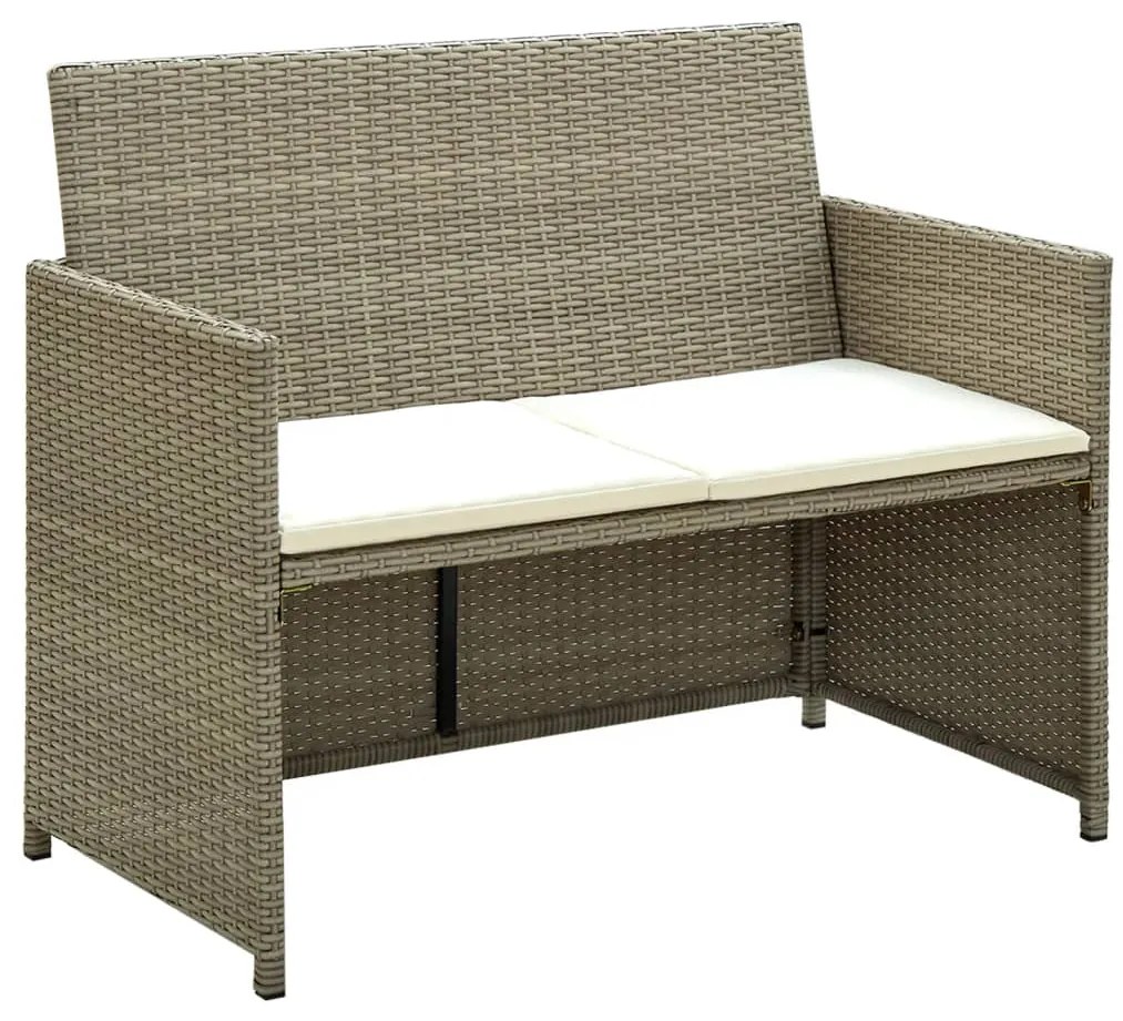 Divano da giardino a 2 posti con cuscini beige in polyrattan