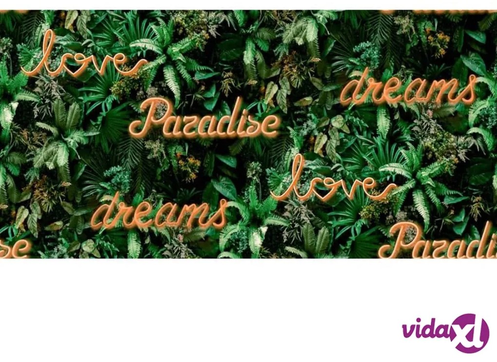 Noordwand Good Vibes Carta da Parati Neon Letter with Plants Verde e Arancione