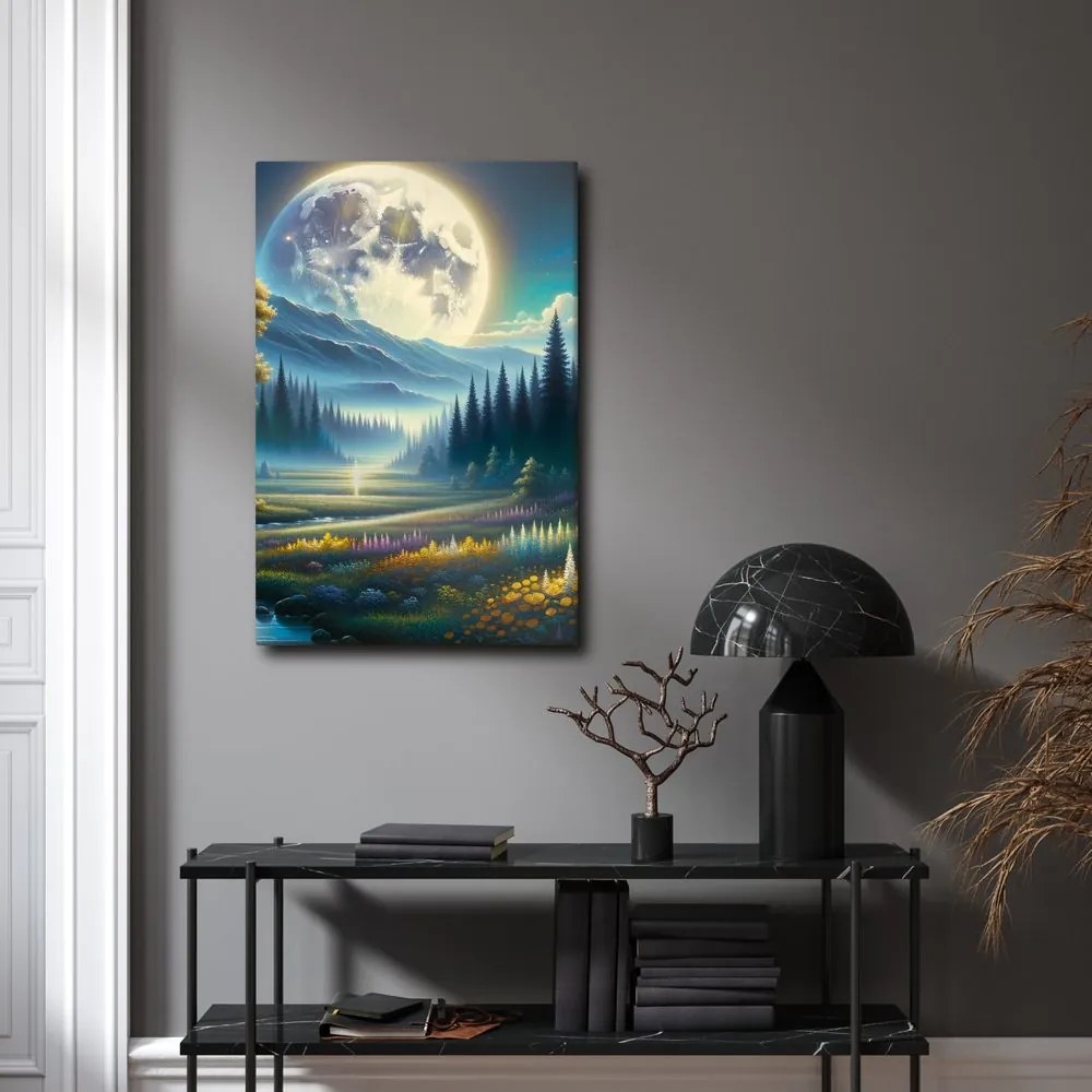 Quadro su tela – Natura notturna tranquilla con fiume
