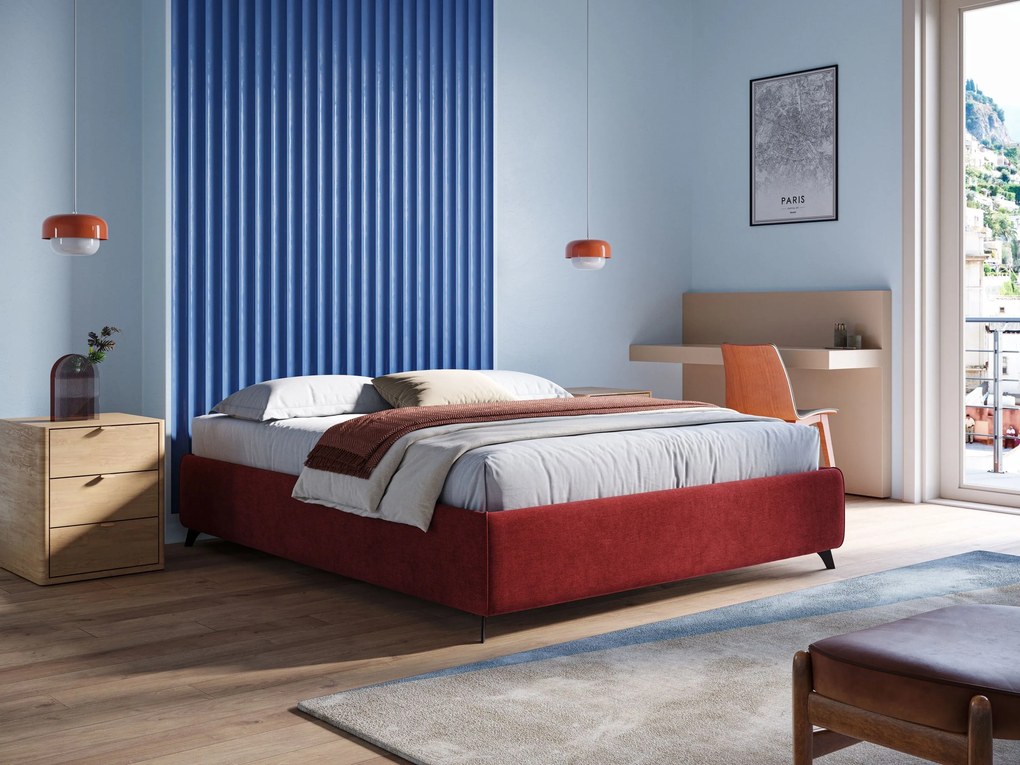 Sara sommier con giroletto contenitore in tessuto impermeabile T02 rosso