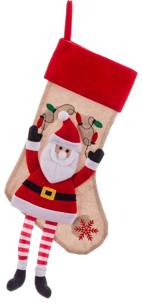 Calza di Natale Multicolore Tessuto Babbo Natale 47 x 28 x 28 cm