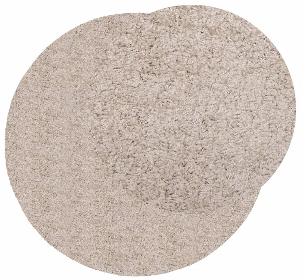 Tappeto Shaggy a Pelo Lungo Moderno Beige Ø 80 cm