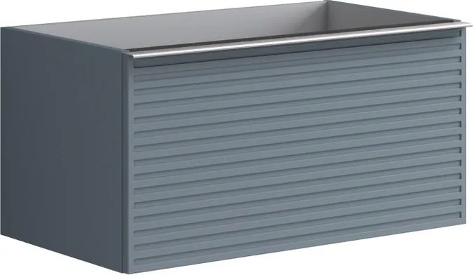 Mobile da bagno sospeso sotto lavabo Pixel stripes 2 cassetti  L 80 x H 40 x P 45.5 cm blu indaco e maniglia alluminio brillante