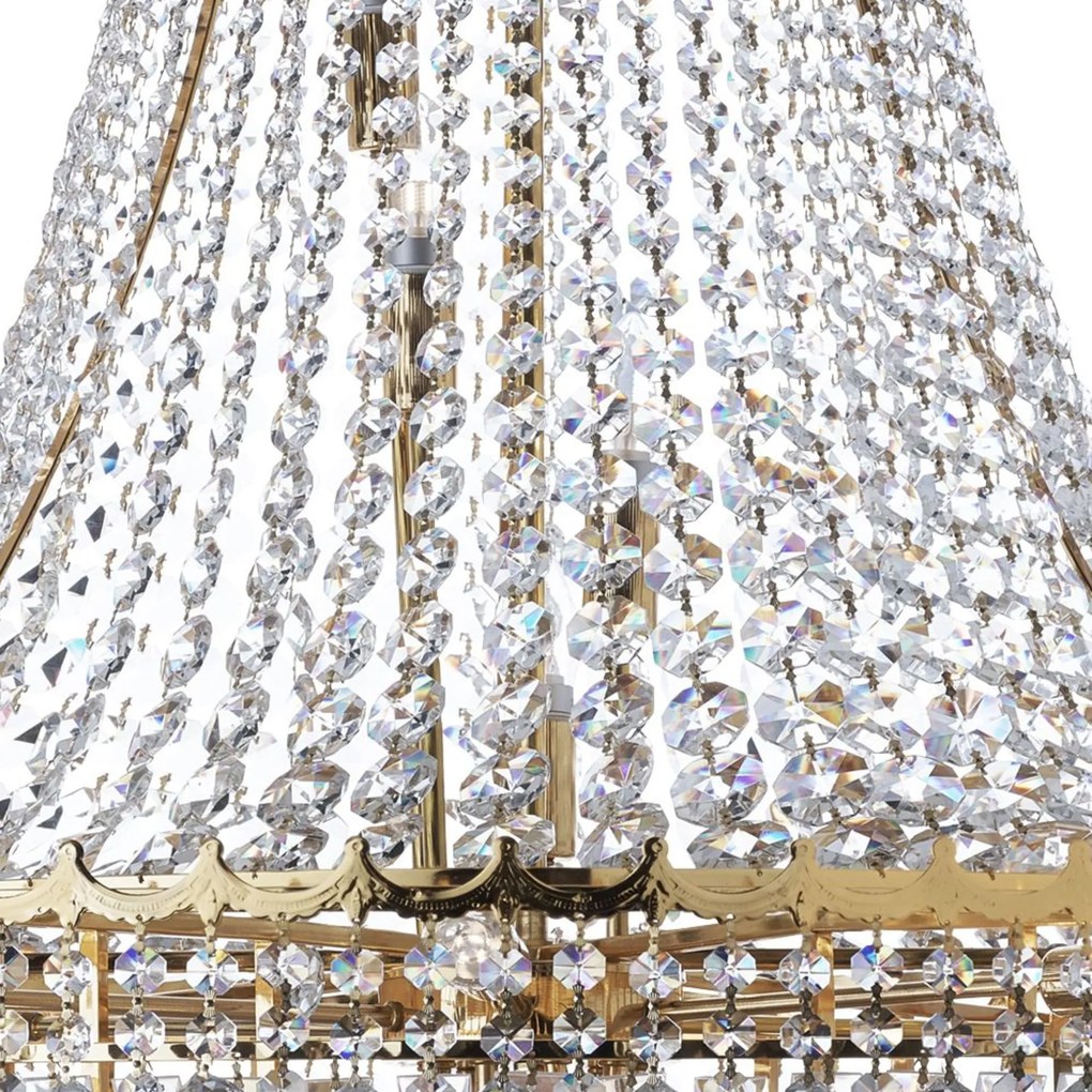 Lampadario Classico Versailles Acciaio Oro Vetro 19 Luci E14