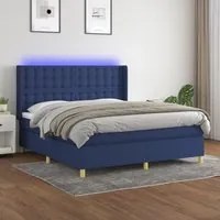 Letto a Molle con Materasso e LED Blu 160x200 cm in Tessuto 3139211