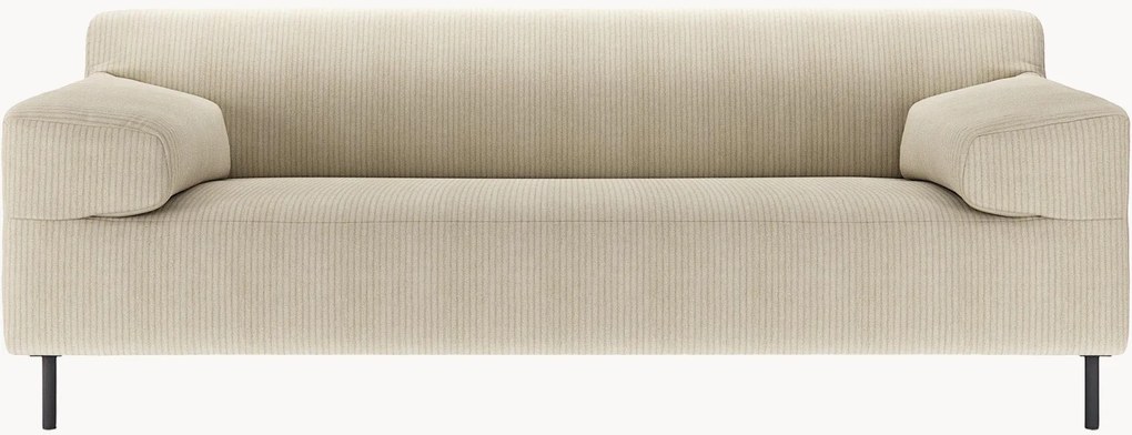 Divano 2 posti in velluto a coste grigio naturale/nero freistil180, larg. 202 cm