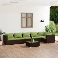 Set Divani da Giardino 7 pz con Cuscini in Polyrattan Marrone 3101724