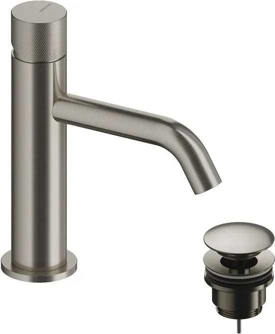 Rubinetto per lavabo a canna bassa getto laminare cristallino Loop K nichel spazzolato lucido SANYCCES