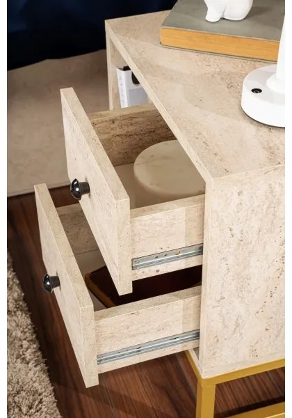 Comodino GLIMMER 50x45,2 cm beige/oro