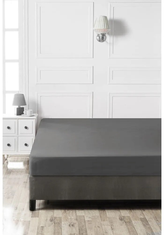 Lenzuolo con angoli color antracite in cotone 140x200 cm – Mijolnir