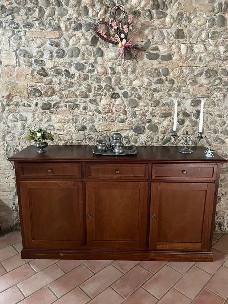 Credenza da 156 cm  classica in legno noce lucido