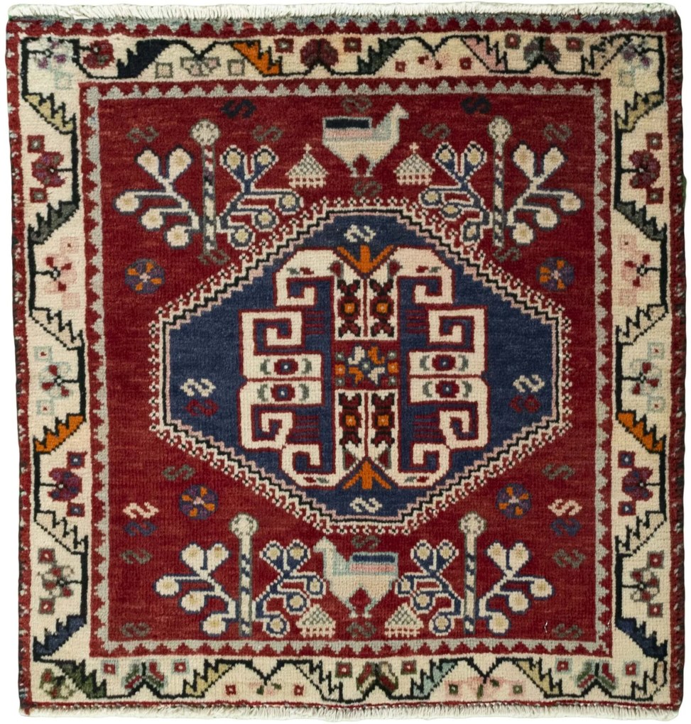 Shiraz Tappeto 60 x 60 Rosso (Iran) Annodato A Mano
