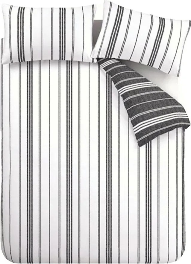 Set copripiumino e federa bianco e nero per letto singolo 135x200 cm Harbour Stripe – Catherine Lansfield