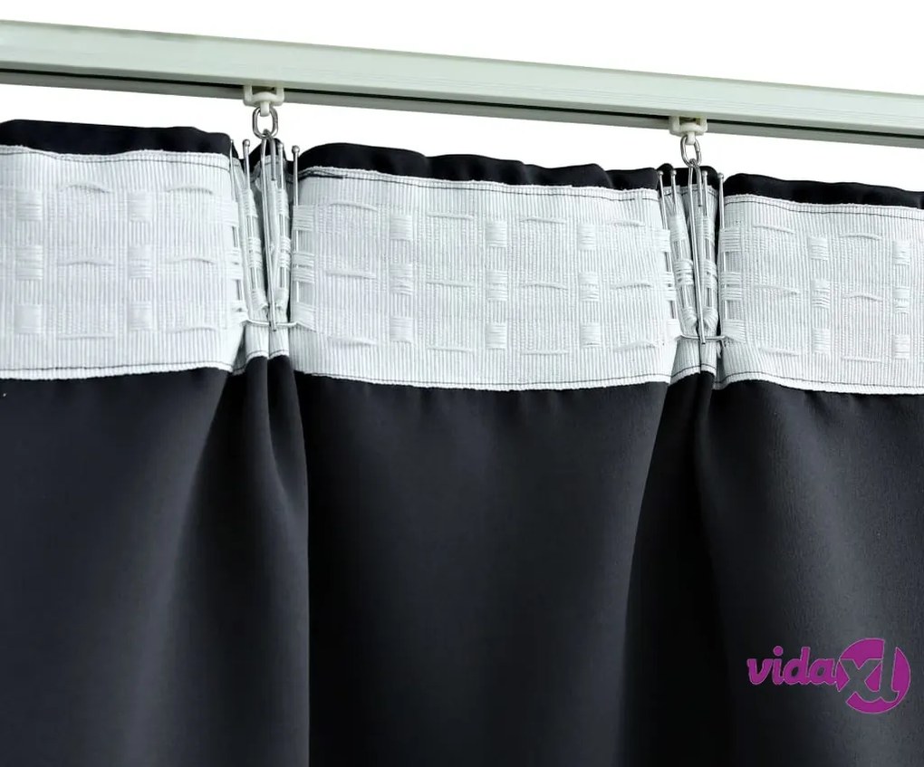 vidaXL Tende Oscuranti con Ganci 2 pz Nere 140x245 cm