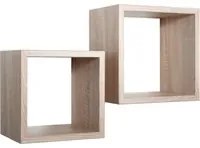 Set 2 Mensole Cubo da Parete Quadrato in Fibra di Legno Q-Bis Maxi Rovere Naturale/Sagerau