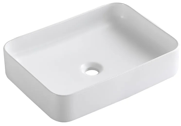 Lavabo da appoggio SENSEA rettangolare in ceramica L 50 x H 12 x P 36 cm bianco opaco piletta non inclusa