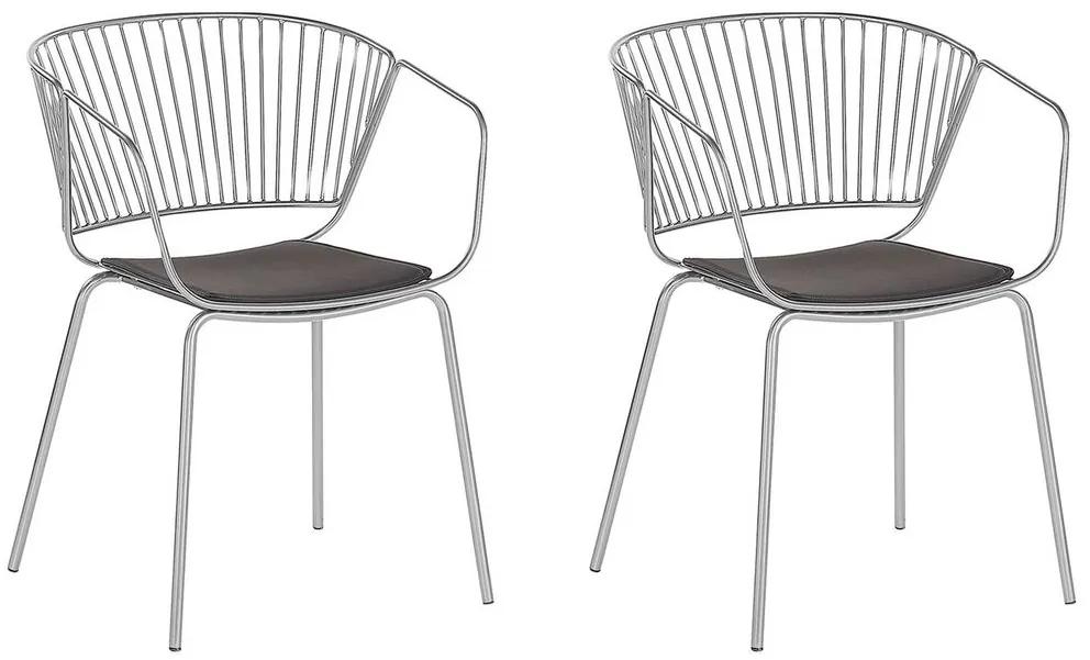 Set di 2 sedie metallo argento e nero RIGBY Beliani