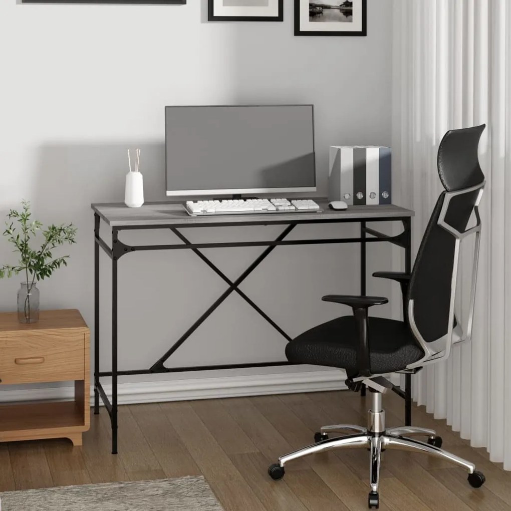 Scrivania Grigio Sonoma 100x50x75 Cm Legno Multistrato E Ferro /