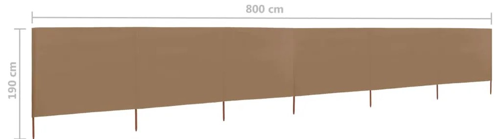 Paravento a 6 Pannelli in Tessuto 800x160 cm Grigio Talpa