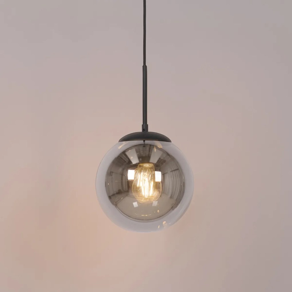 Lampada a sospensione Art Déco Nera con vetro fumé con adattatore per binario monofase - Slimline Flore