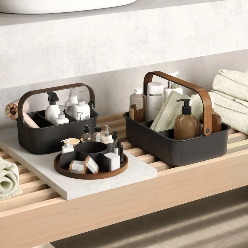 Organizer da bagno rotante in legno nero per cosmetici Bellwood - Umbra