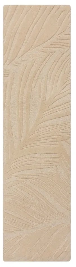 Tappeto beige in lana 60x230 cm Lino Leaf - Flair Rugs