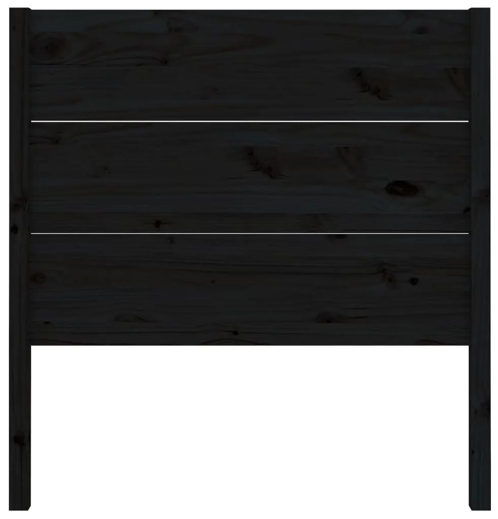 Testiera per letto nera 96x4x100 cm in legno massello di pino