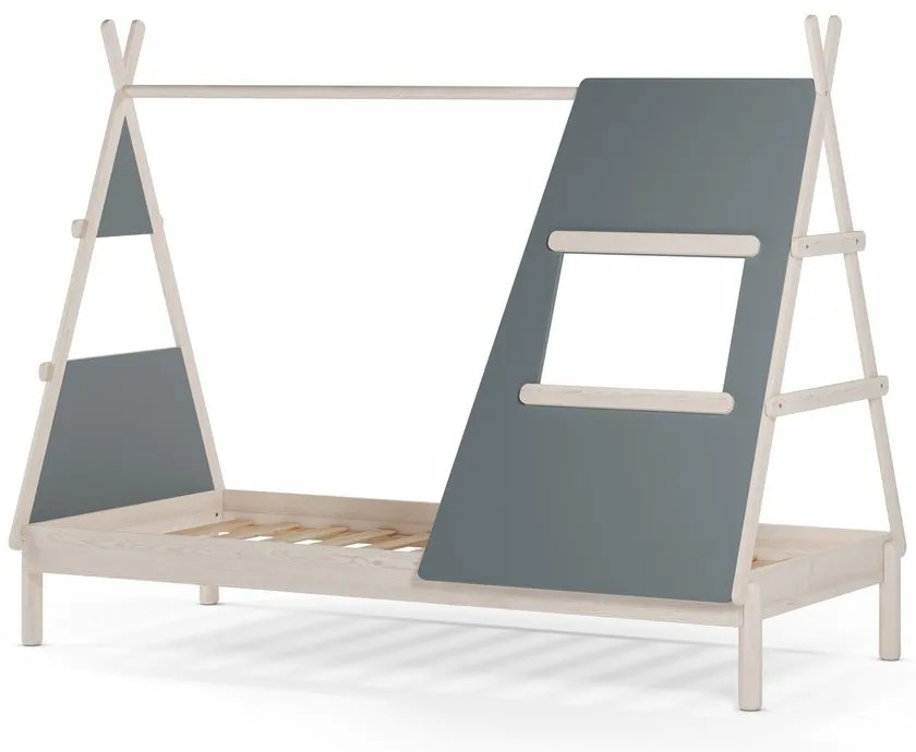 Letto da bambini a forma di casa verde polveroso in pino massiccio con rete inclusa 90x200 cm Enola – Marckeric