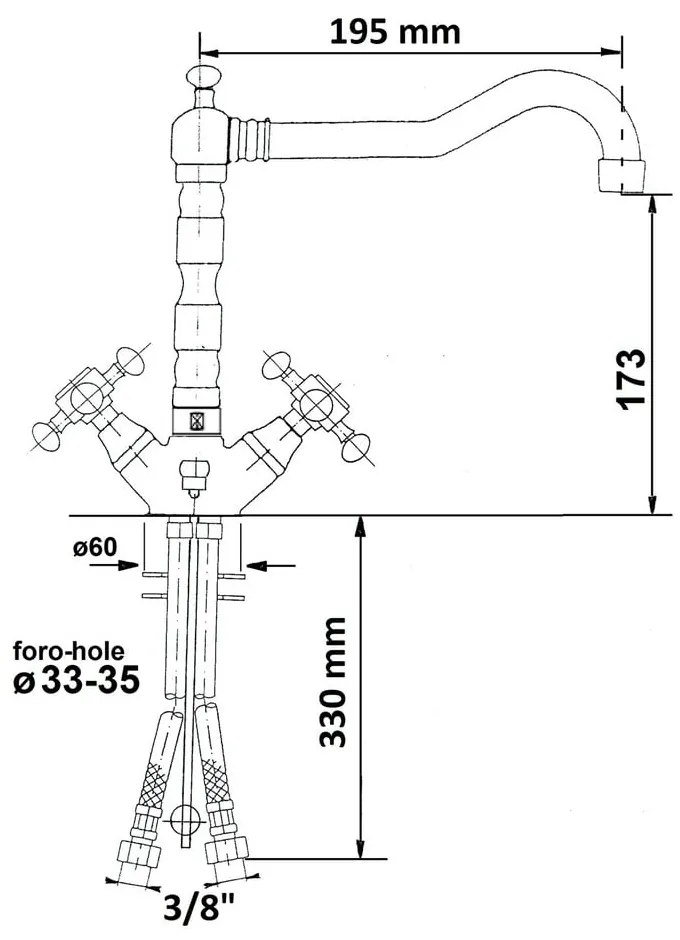 Rubinetto per lavandino color bronzo verticale Antea – Sapho