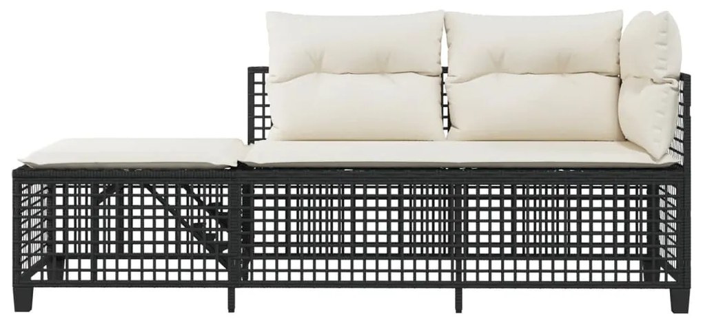 Set divani ad angolo 3 pz con cuscini in polyrattan nero