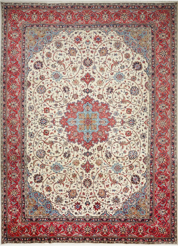Mahal Tappeto persiano 420x310 Beige (Iran) Annodato A Mano