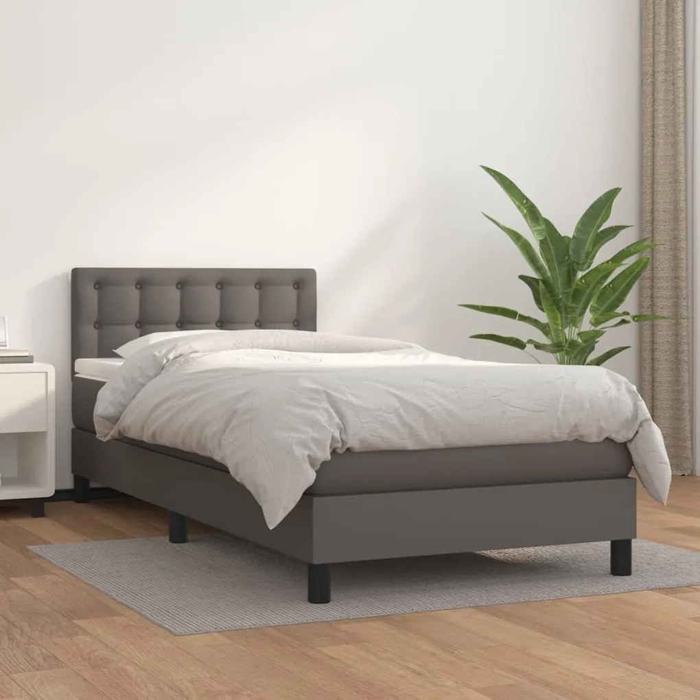 Giroletto A Molle Con Materasso Grgio 80x200 Cm İn Similpelle /