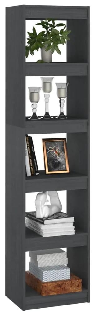 Libreria/divisorio grigio 40x30x167,5 cm in massello di pino