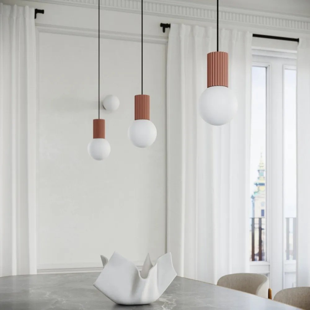 Lampadario marrone chiaro con paralume in vetro ø 12 cm Orbital – Sollux