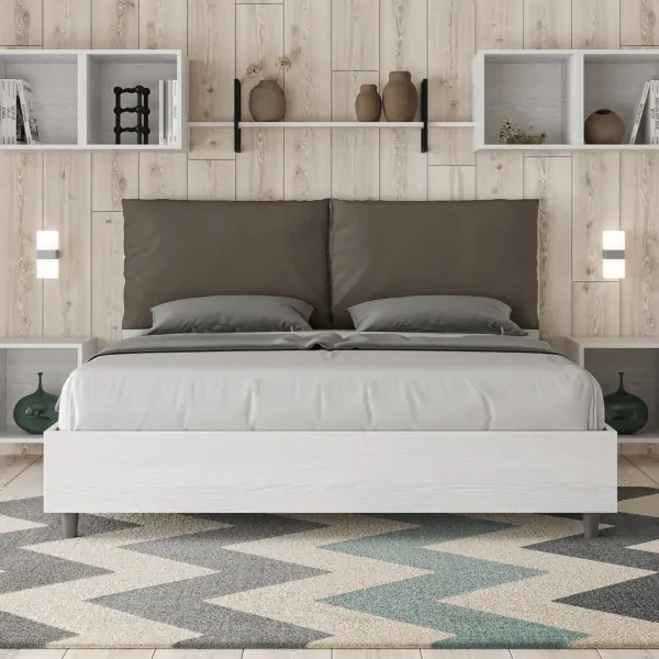 ITYHOME - Letto Antea 140x190 rete e contenitore grigio