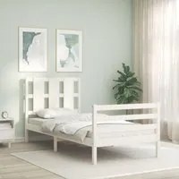 Giroletto con Testiera Bianco 90x200 cm in Legno Massellocod mxl 77009